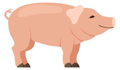 Wall Mural - Funny pig icon. Cartoon farm domestic animal