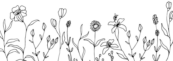 Aufkleber - Summer floral hand drawn illustration frame