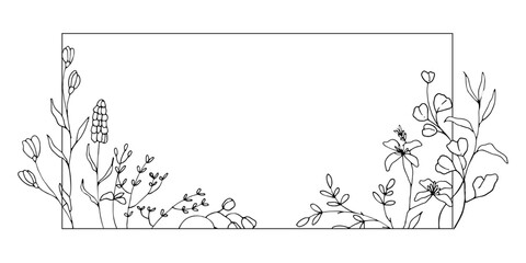 Aufkleber - Minimalist banner copy space with floral hand drawn ornament