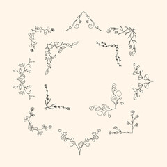 Poster - Square floral frame hand drawn illustration
