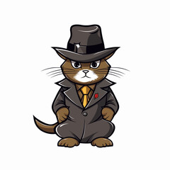 Sticker - Gangster minimalist color cat vector illustration::
