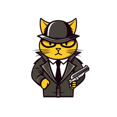 Sticker - Gangster minimalist color cat vector illustration::
