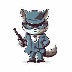 Sticker - Gangster minimalist color cat vector illustration::
