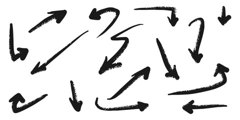Poster - Hand drawn Arrows icons Set. arrow icon with various directions. Doodle vector illustration. isolated on a white background