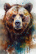 Abstract Brown Bear Painting. AI generated Illustration.