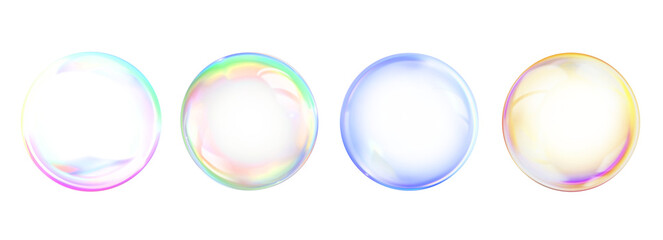 colorful magical fantasy dreamy bubble or soap bubble. set of multicolored transparent bubble. png t