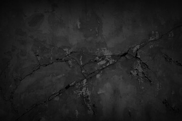 Sticker - Crack. Cracked concrete wall of the house. Close-up. Black white grunge distressed background texture for design. Dark grey. Broken surface. Damaged, destroyed.