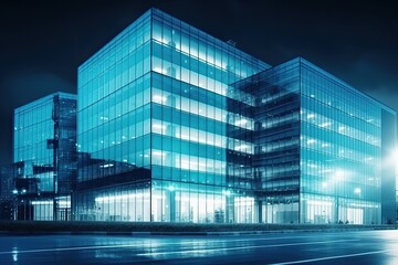Poster - modern glass skyscraper on a busy urban street Generative AI