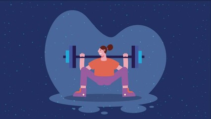 Poster - female athlete lifting dumbbell character animation