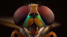 Extreme Close Up Shot Of A Fly Head, Generative Ai
