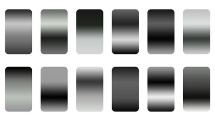 Gradients silver black colorful swatches set collection vector