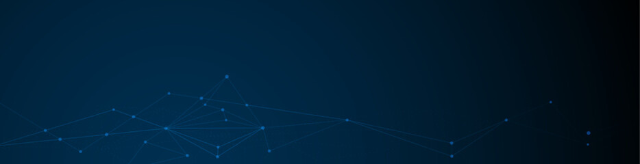 Fototapete - Vector molecule, Network Connected lines with dots, technology on blue background. Abstract internet network connection design for web site. Digital data, communication, science and futuristic concept