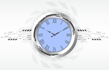 Fototapete - technology analog clock white vector background.computer network.modern wallpaper. 