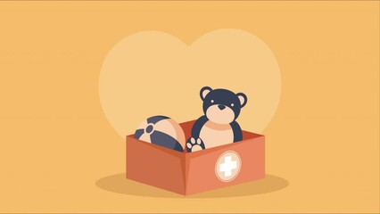 Sticker - charity donations toys in box animation