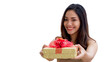 Young Asian woman holding a gift box