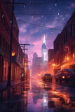 Fototapeta Przestrzenne - City at night Nashville, Tennessee. Poster