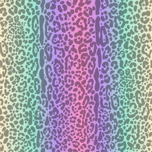 Rainbow Cheetah Seamless Pattern. Leopard Neon Print. Vector Animal Spotted Skin Background