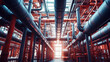 industrial pipe factory building machinery pipes structure. Generative Ai