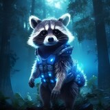 A majestic racoon in magical forest