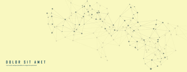 Fototapete - Website header or banner design with abstract polygonal background and connecting dots and lines. Global network connection. Digital technology with plexus background and space for your text