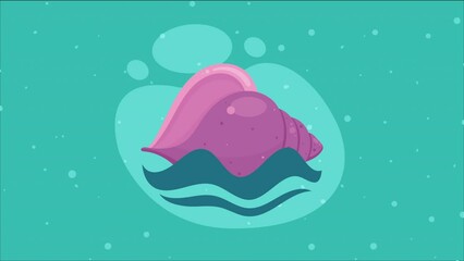 Poster - purple snail in waves animation