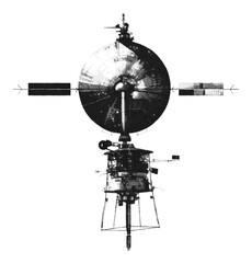 Wall Mural - hand drawn halftone satellite. space vector design element.