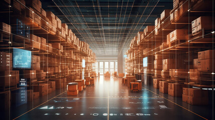 futuristic technology retail warehouse: digitalization and visualization of industry 4.0 process tha