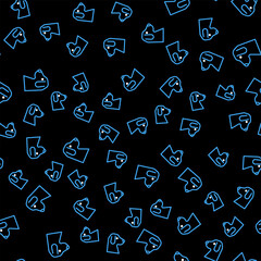 line dog icon isolated seamless pattern on black background. vector