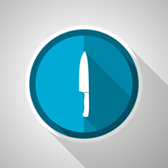 Aufkleber - Kitchen kinfe symbol, flat design vector blue icon with long shadow
