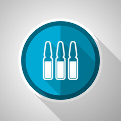 Poster - Vaccine ampules symbol, flat design vector blue icon with long shadow