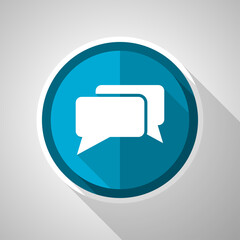 Poster - Message, bubble, dialog symbol, flat design vector blue icon with long shadow