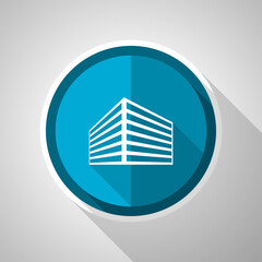 Fototapete - Modern design office building symbol, flat design vector blue icon with long shadow