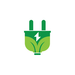 green energy logo eco technology electric nature power vector symbol