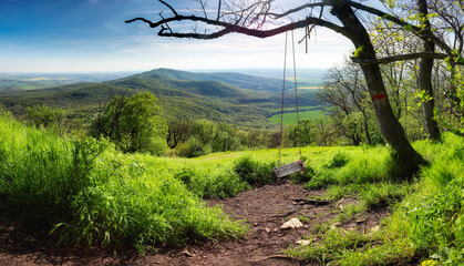 spring mountain green panorama from peak zibrica, tribec - nitra