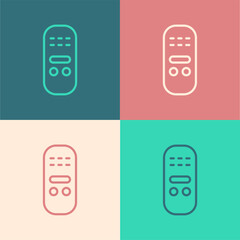 Poster - White Remote control icon isolated on black background. Vector