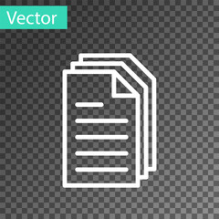 Poster - White line File document icon isolated on transparent background. Checklist icon. Business concept. Vector
