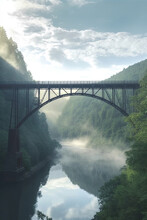 Railway Bridge Over The River West Virginia, USA, Poster