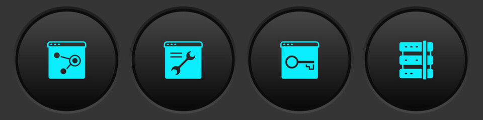 Poster - Set Browser window, setting, Secure your site with HTTPS, SSL and Server icon. Vector