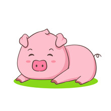 Cute Pig Cartoon Character Sleeping. Adorable Animal Concept Design. Isolated White Background. Vector Art Illustration.