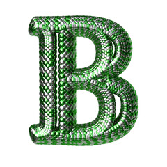 Symbol made of green and silver like the scales of a snake. letter b