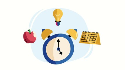 Sticker - school supplies in watch animation