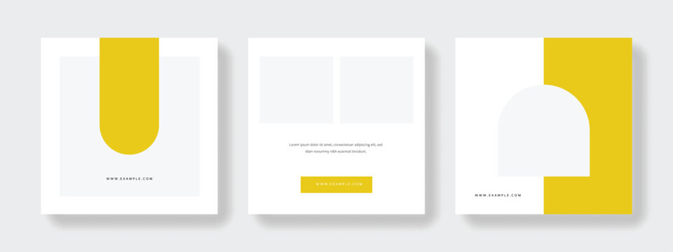 Wall Mural -  - Minimal social media layouts for marketing business, simple editable square templates with clean design, corporate web banners with place for photo and negative space, yellow color