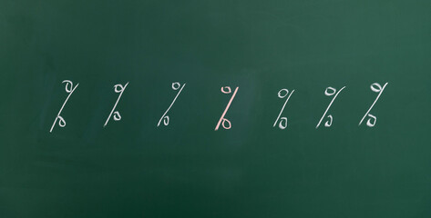 Percentage signs drawing on blackboard