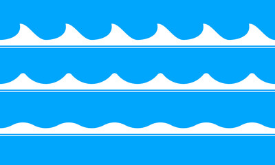 Sticker - water waves set. seamless wave pattern. sea, ocean, river symbol. vector illustration.