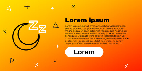 Poster - Line Time to sleep icon isolated on yellow background. Sleepy zzz. Healthy lifestyle. Colorful outline concept. Vector