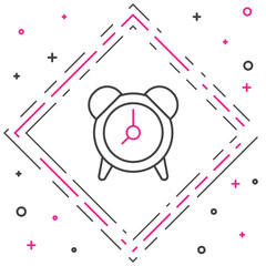Poster - Line Alarm clock icon isolated on white background. Wake up, get up concept. Time sign. Colorful outline concept. Vector