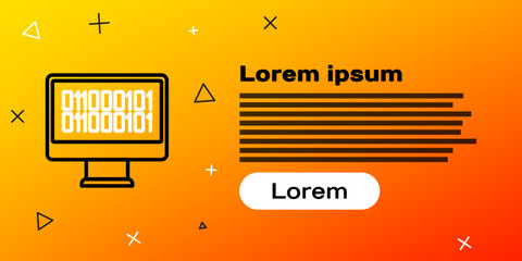 Line Binary code icon isolated on yellow background. Colorful outline concept. Vector