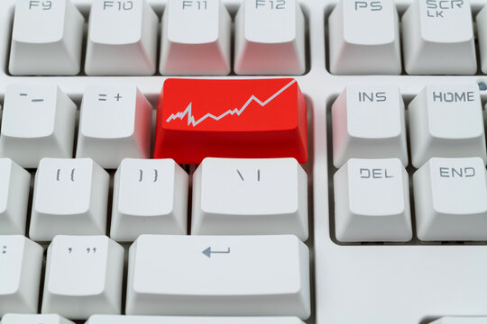 Modern keyboard with upward trend button