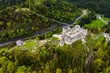 Aerial view of the ruins of the Ehrenberg Castle and Highline 179 (Reutte, Tyrol, Austria)	