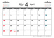 令和6年 2024年4月　日曜始まり卓上カレンダー素材イラスト　テンプレートデータ　ベクターデータ